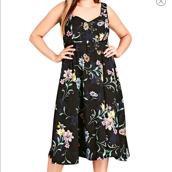 City Chic Floral A Line Dress - Picture 1 of 7